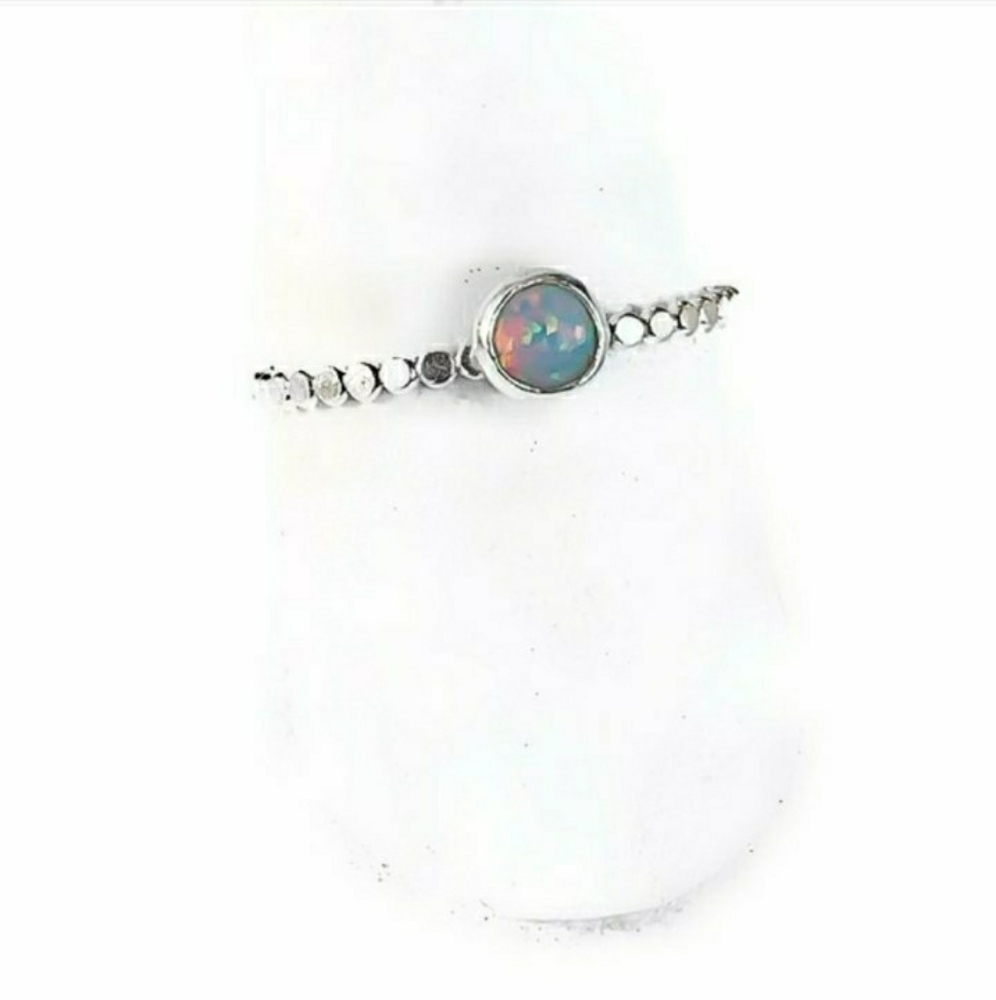 ☮️HP☮Beaded 925 Sterling Silver 5mm Fire Opal Ring - Picture 4 of 4